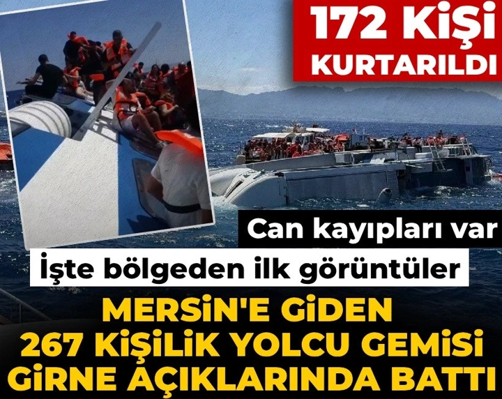Kuzey Kıbrıs'ın Girne kenti açıklarında 267 kişilik yolcu gemisi battı: 